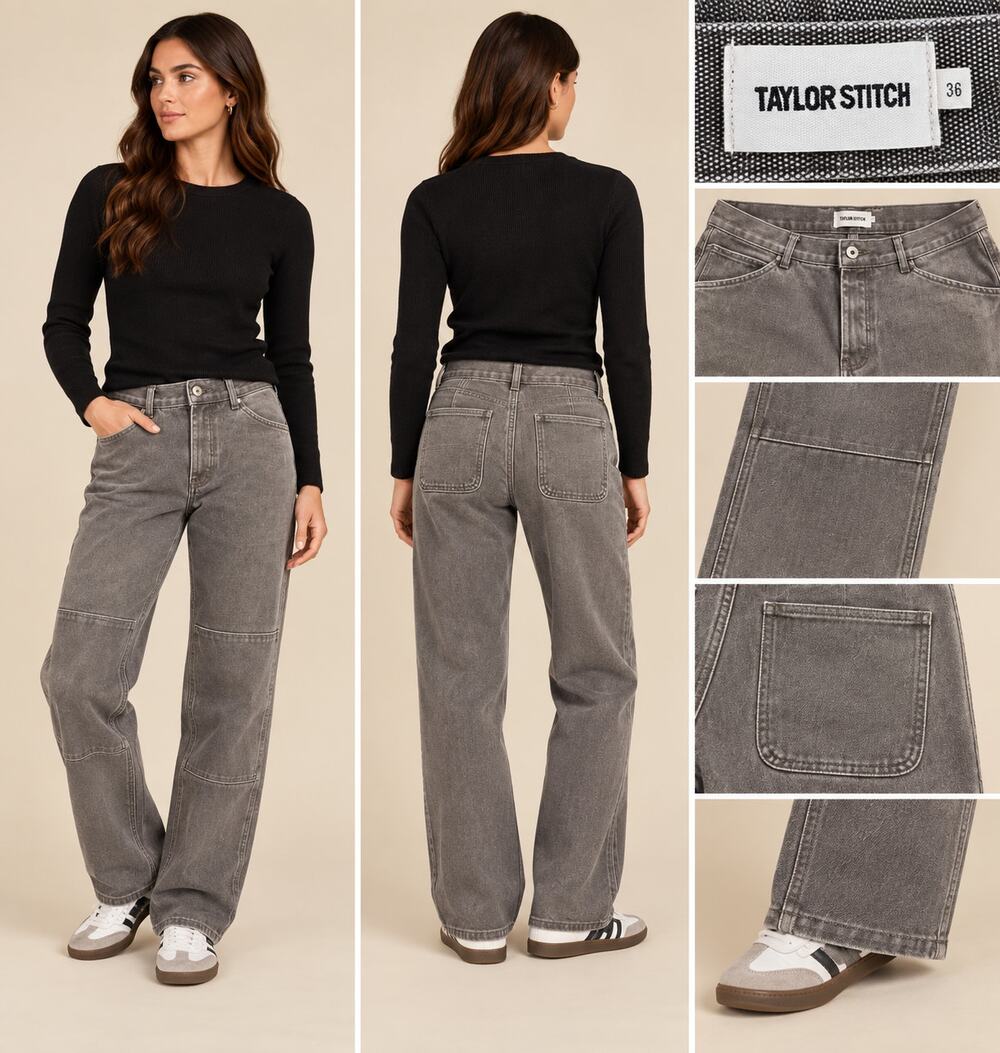 Taylor Stitch Pants Men 36 Gray Organic Cotton Utility Workwear Carpenter
